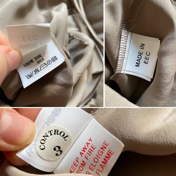 Vintage Pilus Paris 100% Silk Slip Dress Maxi Gown Size S Champagne Side Slits - Picture 3 of 8